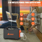 Takki Portable Power Station 111Wh, Camping Solar Generator Power Bank Battery Pack with 110V/100W (Peak 150W) AC Outlet USB Ports Camping Lights for Emergency Home CPAP Power Supply