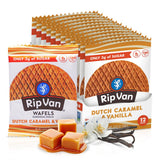 Rip Van Wafels Dutch Caramel & Vanilla Stroopwafels, Healthy Snacks, Non-GMO, Low Calorie, Low Sugar (3g), Office Snacks, Keto Friendly, 12 Count