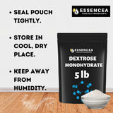 Essencea Dextrose Monohydrate 5lb Pure Bulk Ingredients | 100% Pure Dextrose Monohydrate Powder in Bulk | Gluten Free Non-GMO and Vegan…