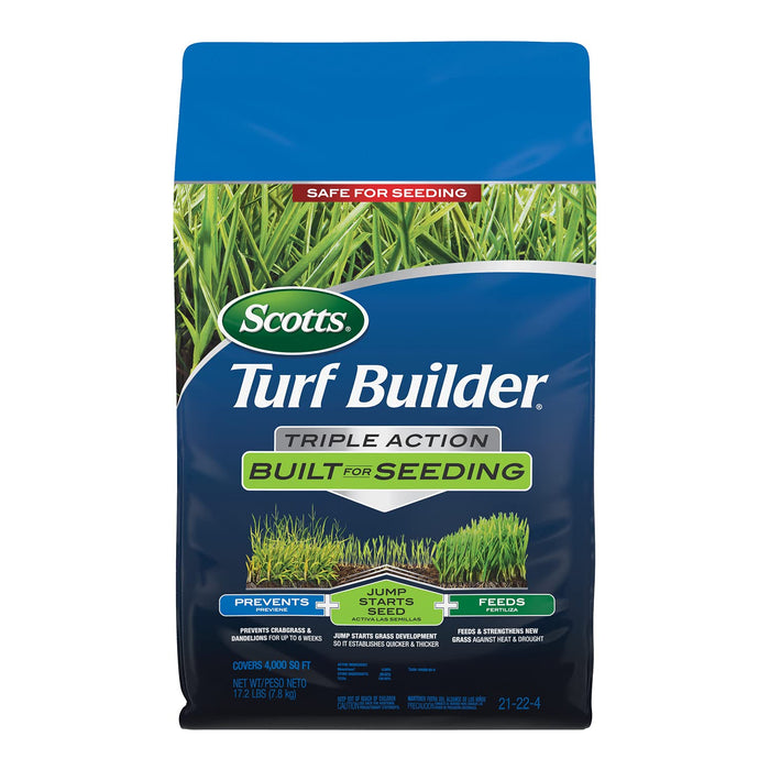 Scotts Turf Builder Triple Action Built for Seeding - Weed Preventer and Fertilizer for New Lawns, Lawn Food, 4,000 sq. ft., 17.2 lb.