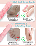 TOPHOME 2 Pack Toe Cleaning Brush,Silicone Foot Scrubber for Shower with 15.7" Long Handle Soft Cleaning Bath Brush Feet Cleaner Scrub Foot Care for Seniors,Elderly, Men and Women (Pink)