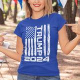 shop4ever Trump Flag 2024 Women's T-Shirt Large Royal Blue