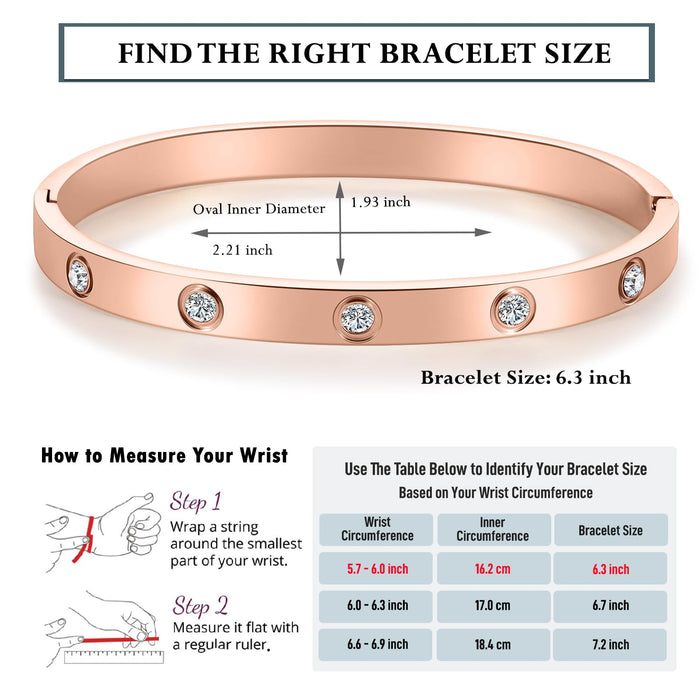 RIMRIVA Rose Gold Bracelets for Women Trendy Jewelry Stack Love Bangle Stainless Steel Crystal Dainty Bracelet Birthday Christmas Anniversary Wedding Gifts Wife Mom Friends