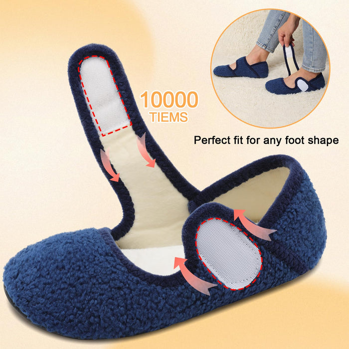 Barefoot Slippers Elderly Women Senior Mom Diabetic Slippers Slip On Woman's Slippers Indoor Bootie Slippers Women for Summer Fall Winter Blue Size