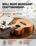 Donner Soprano Ukulele Mahogany 21 inch Ukelele Beginner Kit Online Lesson Gig Bag Strap Nylon String Tuner Picks Cloth DUS-1 Ukalalee Set Christmas Gift