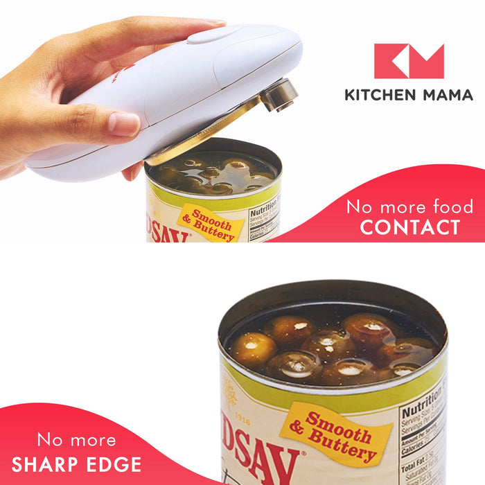 Kitchen Mama Auto Electric Can Opener: Open Your Cans with A Simple Press of Button - Automatic, Hands Free, Smooth Edge, Food-Safe, Battery Operated, YES YOU CAN (Red)