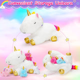 KMUYSL Toys for Girls Ages 3 4 5 6 7 8+ Years - Unicorn Mommy Stuffed Animal with 4 Baby Unicorns in Her Tummy, Soft Unicorn Plush Toys Set, Christmas Birthday Gifts for Baby, Toddler, Kids