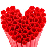 Prurex 100pcs Heart Disposable Straws, Heart Shaped Drinking Straws fits Valentine’s Day, Parties and Special Occasions Celebrations (Red)