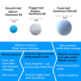 Hha&Ptj 6 Set Massage Ball, Trigger Point Ball & Lacrosse Ball Massage for Deep Tissue Massage, Plantar Fasciitis-Myofascial Release Ball, Pain Relief Mobility Balls, Muscle Knots Therapy Ball