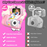 Upgrade Kids Camera for Boys Girls, Toddler Digital Selfie Camera with Cute Protective Cover and 32G SD Card, Christmas Birthday Gifts Toys for 3 4 5 6 7 8 9 10 11 12 Years Old Little Girls and Boys