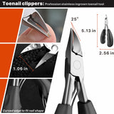 KONOVO Toenail Clippers for Seniors Thick Toenails, Toe Nail Clippers Adult Thick Nails long handle, Professional Heavy Duty Nail Clippers 6Pcs Black