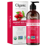 Cliganic Organic Rosehip Seed Oil 16oz with Pump for Face, Hair & Body, 100% Pure