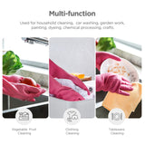 IUCGE Rubber dishwashing gloves 3 Pairs for kitchen,Cleaning washing dish gloves long for household reuseable durable.(Medium,Pink)