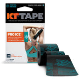 KT Tape, Pro Ice, Menthol Infused Kinesiology Tape, 20 Count, 10" Precut Strips, Black