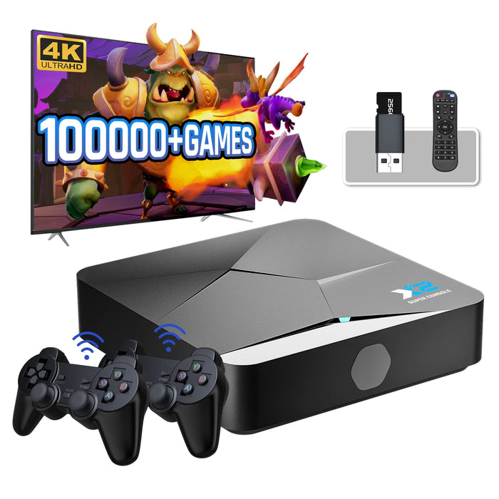 Kinhank 256G Super Console X2 with 100,000+ Classic Games,Retro Video Game Consoles Compatible with 60+ Classis Emulators, S902X2 Chip, Android TV 9.0&Emuelec 4.5 Systems in One, 2 Controllers