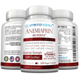 Approved Science Anemiaprin - Absorbable Iron, Vitamin C - Gentle On Stomach - 180 Capsules - 3 Month Supply - Non-GMO, Vegan