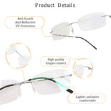 LifeArt Blue Light Blocking Glasses, Computer Reading Glasses, Anti Blue Rays, Reduce Eyestrain, Rimless Frame Tinted Lens with diamond, Stylish for Men and Women (Silver, No Magnification)