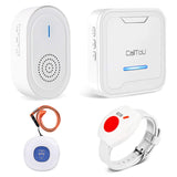 CallToU Wireless Caregiver Pager Call Button Medical Nurse Alert System Alarm and Panic Button at Home/Patients/Disabled,2 Emergency Buttons(1 SOS Watches+1 Button) + 2 Receivers