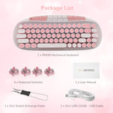 RK ROYAL KLUDGE RK838 Pink Wireless Keyboard, Retro Typewriter Keyboard BT/2.4G/Wired Mode, 75% RGB Hot Swappable Gaming Keyboard with Round Keys 10 Buttons, Pink Switches