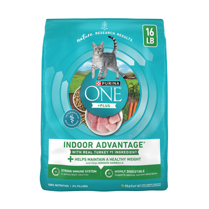 Purina ONE Indoor Advantage Weight Control Dry Cat Food, 16 lb Bag