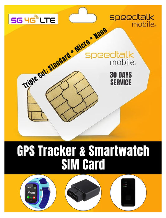 SpeedTalk Mobile 5G 4G LTE GPS Trackers SIM card OBD Cars, Asset, People Elderly Seniors Kids Pets Trackers and Smart Watch, IoT Device Locators 30-Day plan