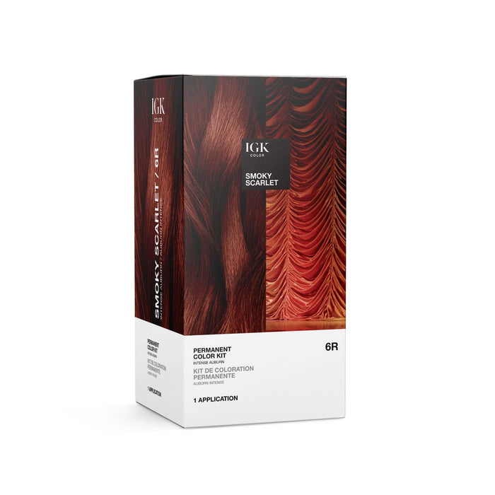 IGK Permanent Color Kit SMOKY SCARLET - Intense Auburn 6R | Easy Application + Strengthen + Shine | Vegan + Cruelty Free + Ammonia Free | 4.75 Oz