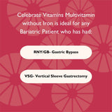 Celebrate Vitamins Bariatric Multivitamin Capsule, Iron Free, for Post Sleeve Gastrectomy or Gastric Bypass Surgery, 90 Count