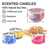 Scented Candles Gift Set 2.5 oz×36 Pack, Soy Wax Aromatherapy Candles for Home, Travel Tin Candles for Yoga Sleep Relax Body