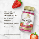 Solgar Vitamin D3 Gummies for Adults 5,000IU Ultra Potency Vitamin Immune System Support for Women & Men - Tasty Strawberry Flavor, Gluten & Gelatin Free Gummy, 2 Month Supply, 60 Servings, 2g Sugar