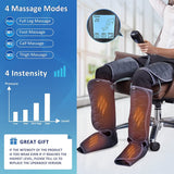 SLOTHMORE Leg Massager for Circulation & Relaxation, Air Compression Calf Feet Thigh Massage, Muscle Pain Relief, Adjustable Wraps for Most Size with 4 Modes 4 Intensities 2 Heat