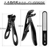 Vepkuso Nail Clippers for Seniors, Wide Jaw Fingernail Clippers and Angled Head Toenail Clippers for Thick Nail, Professional German Nail Clippers for Men, Women&Pregnant，Black