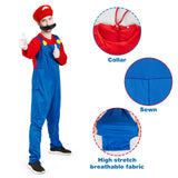 Sea Suntime Adult Costume Men Halloween Costume Cosplay Plumber Jeans Jumpsuit Hat Moustache Gloves