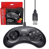 Retro-Bit Official Sega Genesis USB Controller 8-Button Arcade Pad for Sega Genesis Mini, Switch, PC, Mac, Steam, RetroPie, Raspberry Pi - USB Port (Black)