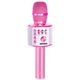 BONAOK Bluetooth Karaoke Wireless Microphone,3-in-1 Portable Handheld Karaoke Mic Speaker Machine Christmas Birthday Home Party for Android/iPhone/PC or All Smartphone Q37 (Light Pinkcolor)