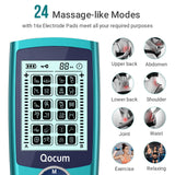 Qocum TENS Unit Muscle Stimulator: Dual Channel TENS Unit for Pain Relief Therapy (Chronic, Acute Body Pain), Independent A/B Channel and 24 Modes, Electronic Pulse Massager with 16 TENS Unit Pads