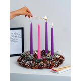 CANDWAX 10 inch Taper Advent Candles 3 Sets - Dripless Taper Candles and Unscented Candlesticks - Long Burning Tapered Candles Perfect as Advent Wreath Candles Tapers - Purple Advent Candles