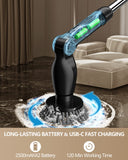 Leebein Electric Spin Scrubber, Cordless Cleaning Brush with 8 Replaceable Brush Heads, Adjustable Extension Handle, 2 Speeds & Remote Control, Power Scrubber for Cleaning Bathroom, Shower, Tub, Floor