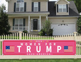 Women For Trump Banner Flag with Brass Grommets,Pro Trump 2024 Proudly Voting For Donald Trump Political Election Outdoor Sign House Banner Polyester Yard Lawn Outdoor Decor 98X18''