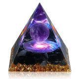 Hopeseed Orgone Pyramid for Positive Energy, Orgonite Amethyst&Obsidian Healing Crystal Pyramids for Reduce Stress Chakra Reiki Healing Meditation Attracts Lucky and Success
