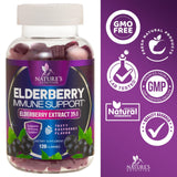 Sambucus Elderberry Gummies – Super Concentrated 35:1 Extract, 120 Count – Vitamin Supplement for Adults, Teens, and Kids – Non-GMO, Gluten-Free