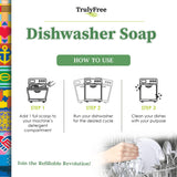 Truly Free Automatic Dishwasher Detergent Powder - Concentrated Dishwashing Detergent, Dish Soap, Hard Water Stain Remover, Kitchen Cleaning Supplies, No Harmful Ingredients - 12.5 oz (Pack of 1)