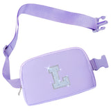 COSHAYSOO Purple Belt Bag Crossbody Initial Fanny Waist Pack Small Cross Body Purse for Teen Girl Daughter Granddaughter Unique Personalized Birthday Christmas Gifts from Mom Dad Grandma Letter L