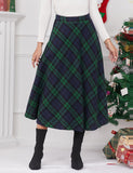 Plaid Dresses for Women 2024 Fall Winter Dress Christmas Outfits Clothes Checkered Sweater Tweed Tartan Wool Long Skirt, Long Green, M