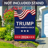 Shmbada American President Donald Trump 2024 Take America Back Burlap Garden Flag, Double Sided Premium Fabric, US Election Patriotic Outdoor Decoration Banner for Yard Lawn, 12.5" x 18.5"