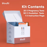Wondfo 50 Ovulation Test Strips and 20 Pregnancy Test Strips Kit - Rapid Test Detection for Home Self-Checking (50 LH + 20 HCG)