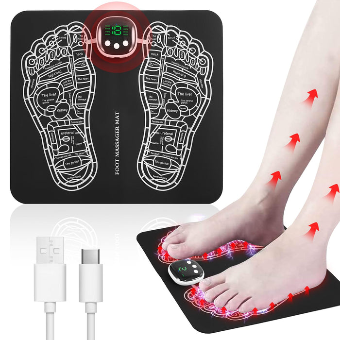 Phixnozar EMS Foot Massager Mat–Foot Massager Pad–Foldable Feet & Calves Massage Machine with 8 Modes and 19 Intensity Levels for Muscle Relaxation, Pain Relief