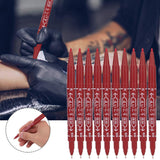 Tattoo Marking Pen, 10pcs Double End Skin Marker Piercing Positioning Pen Tool Removable Markers Aesthetic Procedures Surgical Stencil Sites Bold Tip Scribe Art Men Women Teenage Adult Gifts(Red)