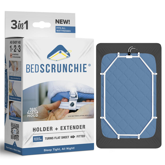 BED SCRUNCHIE Sheet Holder Straps - Heavy Duty Gripper Clips - Strengthened Parachute Cord - 360 Degree Bed Sheet Tightener - Strongest and Effective Extender - Fits All Mattress Sizes