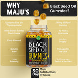 MAJU's Black Seed Oil Gummies, World's 1st, 2.5X Per BSO Gummy, Cumin Nigella Sativa Oil, Cold-Pressed, Potent Formula with Cinnamon Extract, Tasty, 500mg 90ct