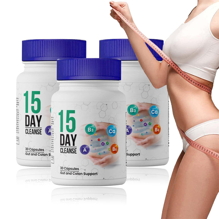 15 Day Gut Cleanse - Gut and Colon Support， 15 Day Cleanse Bowel Dissolving Capsules, with Senna, Cascara Sagrada & Psyllium Husk | Non-GMO | Made in USA | 30 Capsules (3pcs)